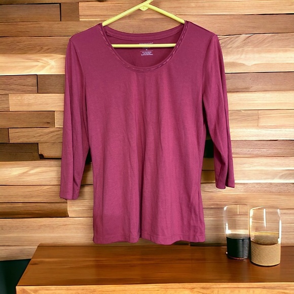 Christopher Banks 3/4 sleeve T-shirt 65% polyester 35% rayon soft mauve … - Picture 1 of 8